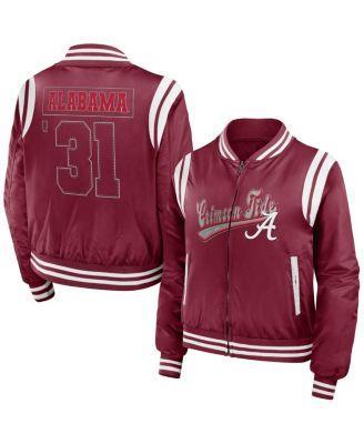 Women's WEAR by Erin Andrews Crimson Alabama Crimson Tide Football Bomber Full-Zip Jacket, Size: XL, Red Product Image