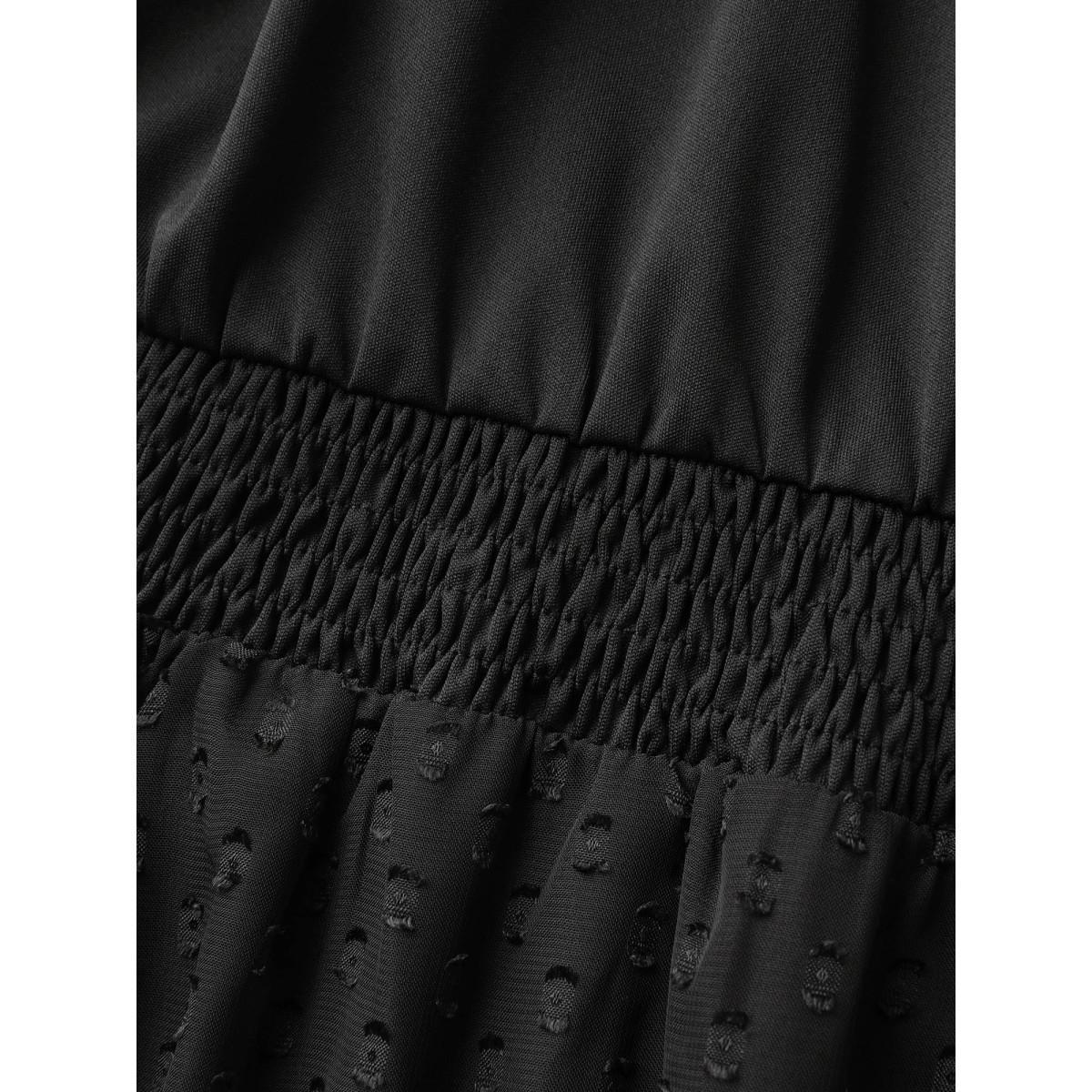 Plus Size Textured Sweetheart Neckline Midi Dress Black Women Texture Heart neckline Cap Sleeve Curvy BloomChic 12/L Product Image