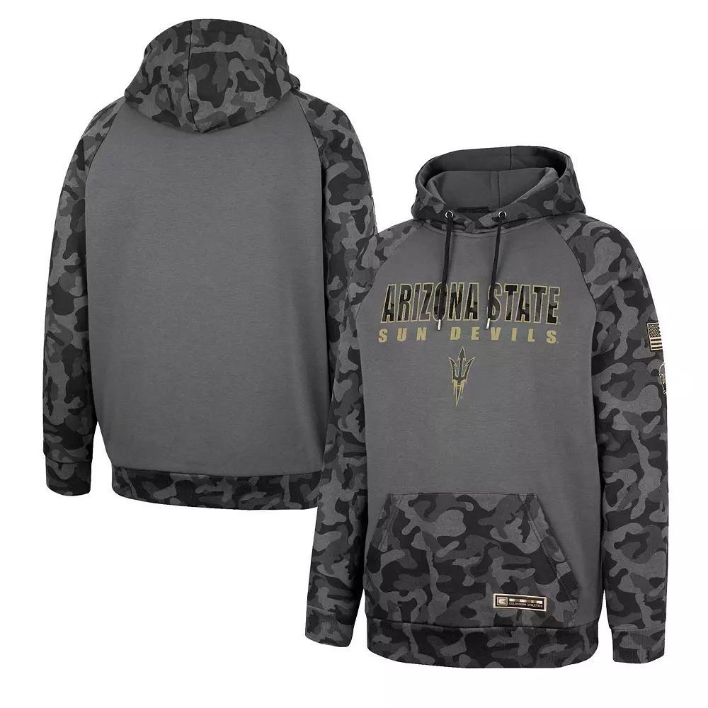 Men's Colosseum Charcoal Arizona State Sun Devils OHT Military Appreciation Camo Stack Raglan Pullover Hoodie, Size: Medium Product Image