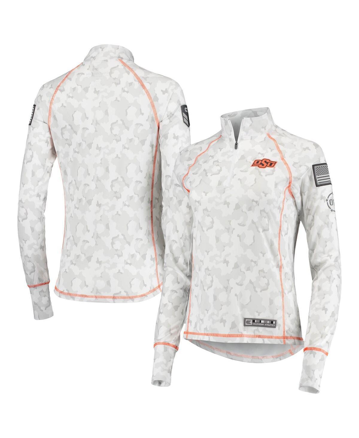 Womens Colosseum Oklahoma State Cowboys OHT Military Appreciation Officer Arctic Camo 1/4-Zip Jacket Product Image
