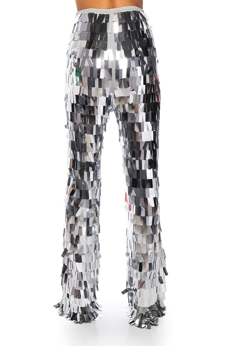 VAL STRETCH SEQUIN PANT IN SILVER Product Image