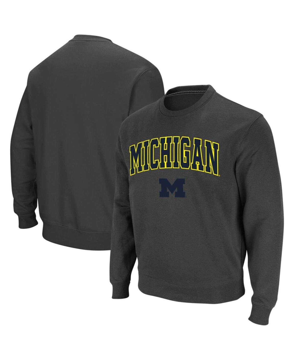 Men's Colosseum Charcoal Michigan Wolverines Arch & Logo Crew Neck Sweatshirt, Size: Small Product Image