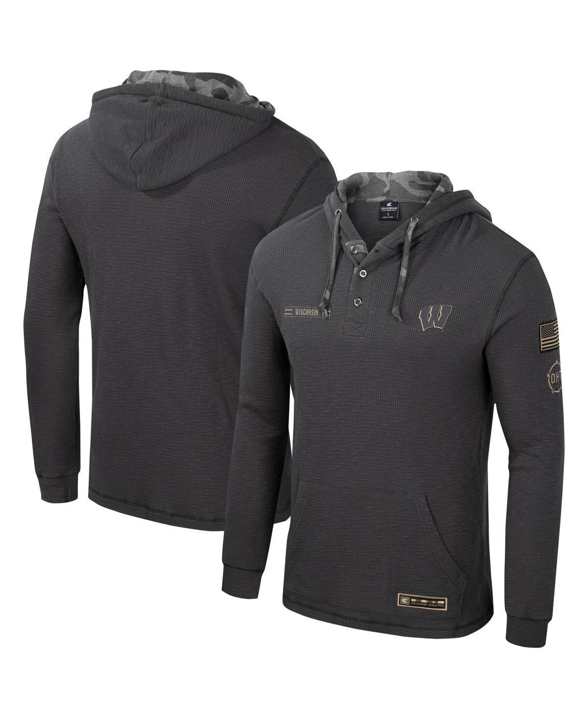 Mens Colosseum Charcoal West Virginia Mountaineers OHT Military Appreciation Henley Pullover Hoodie Product Image