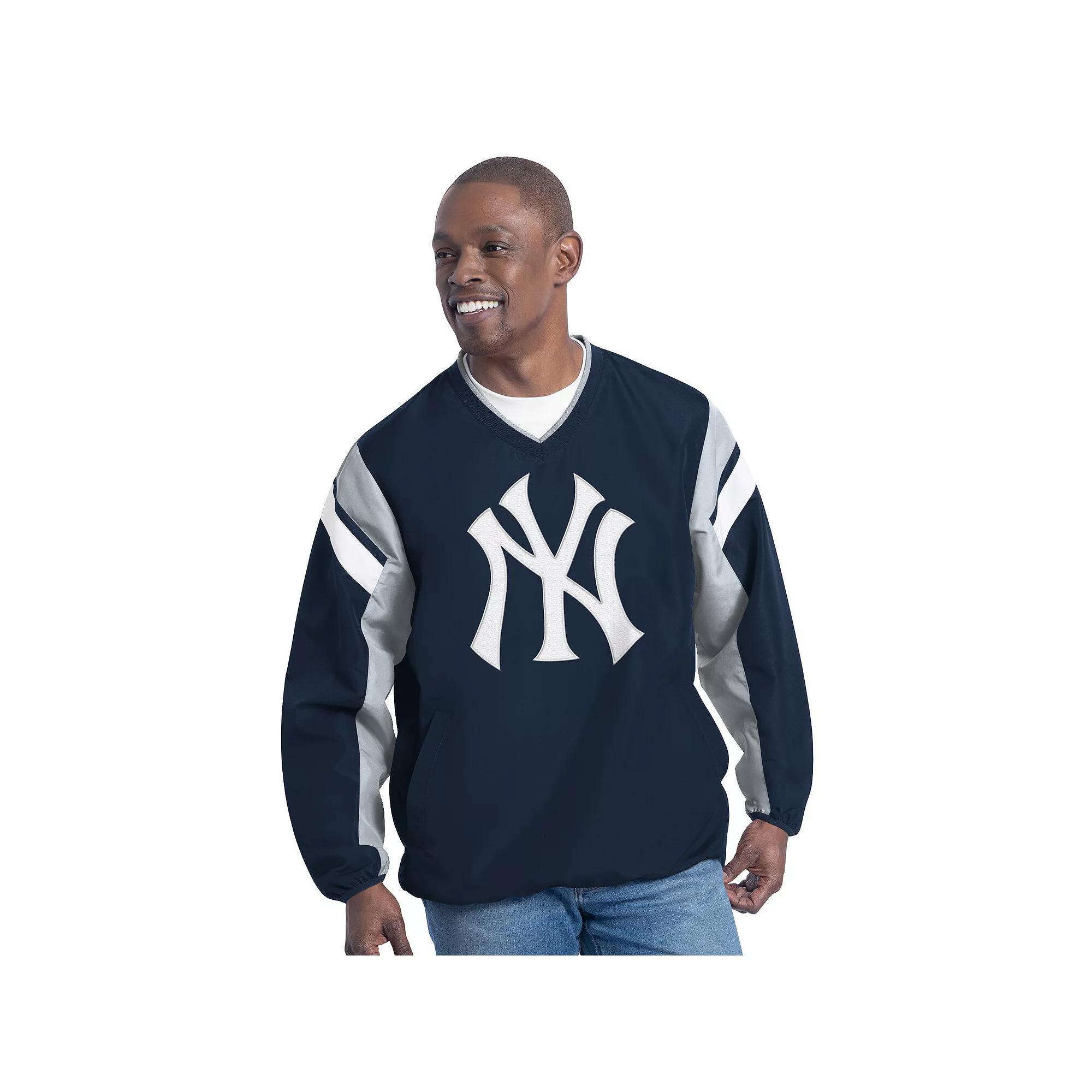 Men's G-III Sports by Carl Banks Navy New York Yankees Double Coverage V-Neck Pullover, Size: Small, Blue Product Image