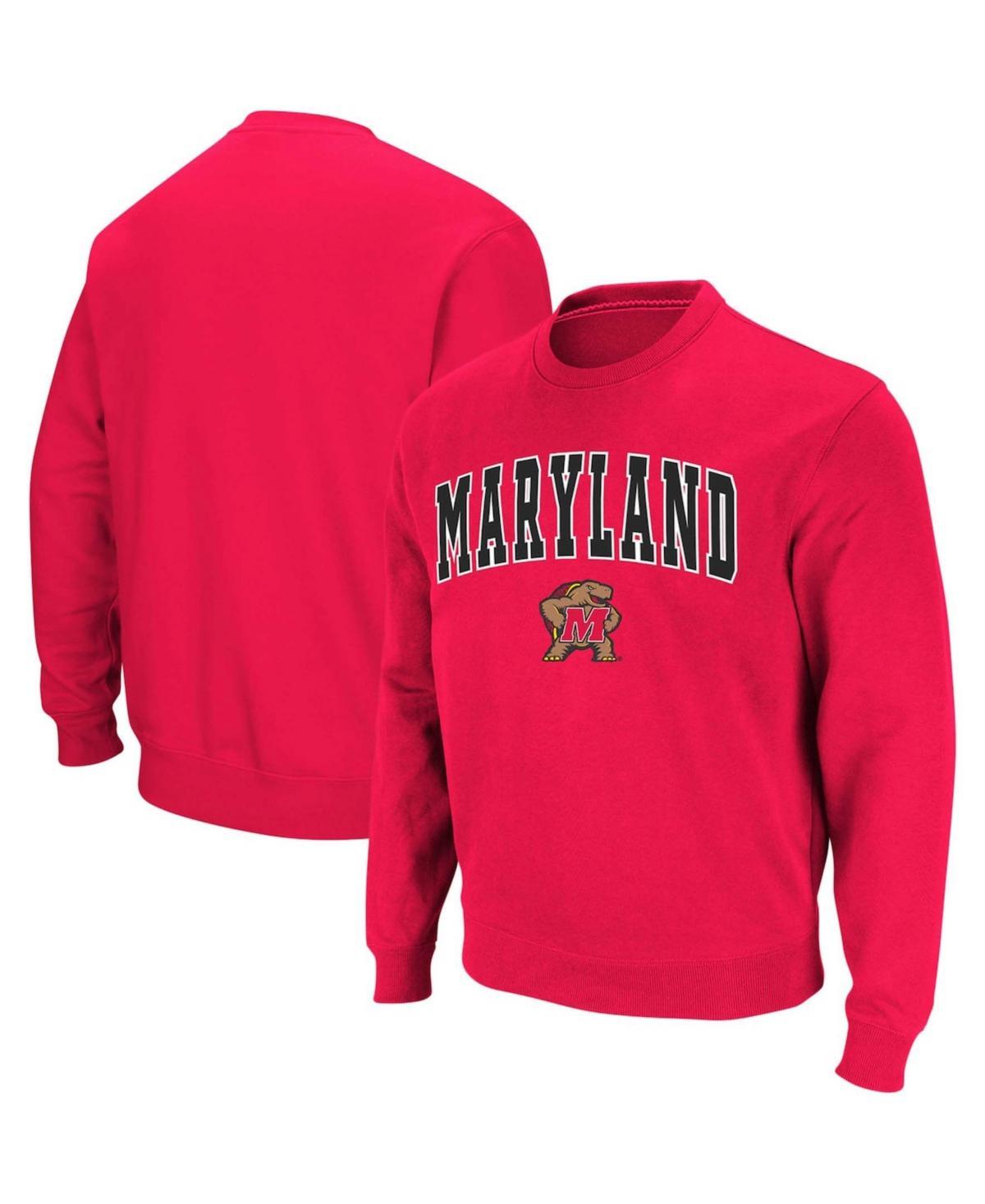 Men's Colosseum White Maryland Terrapins Arch & Logo Crew Neck Sweatshirt, Size: Small Product Image