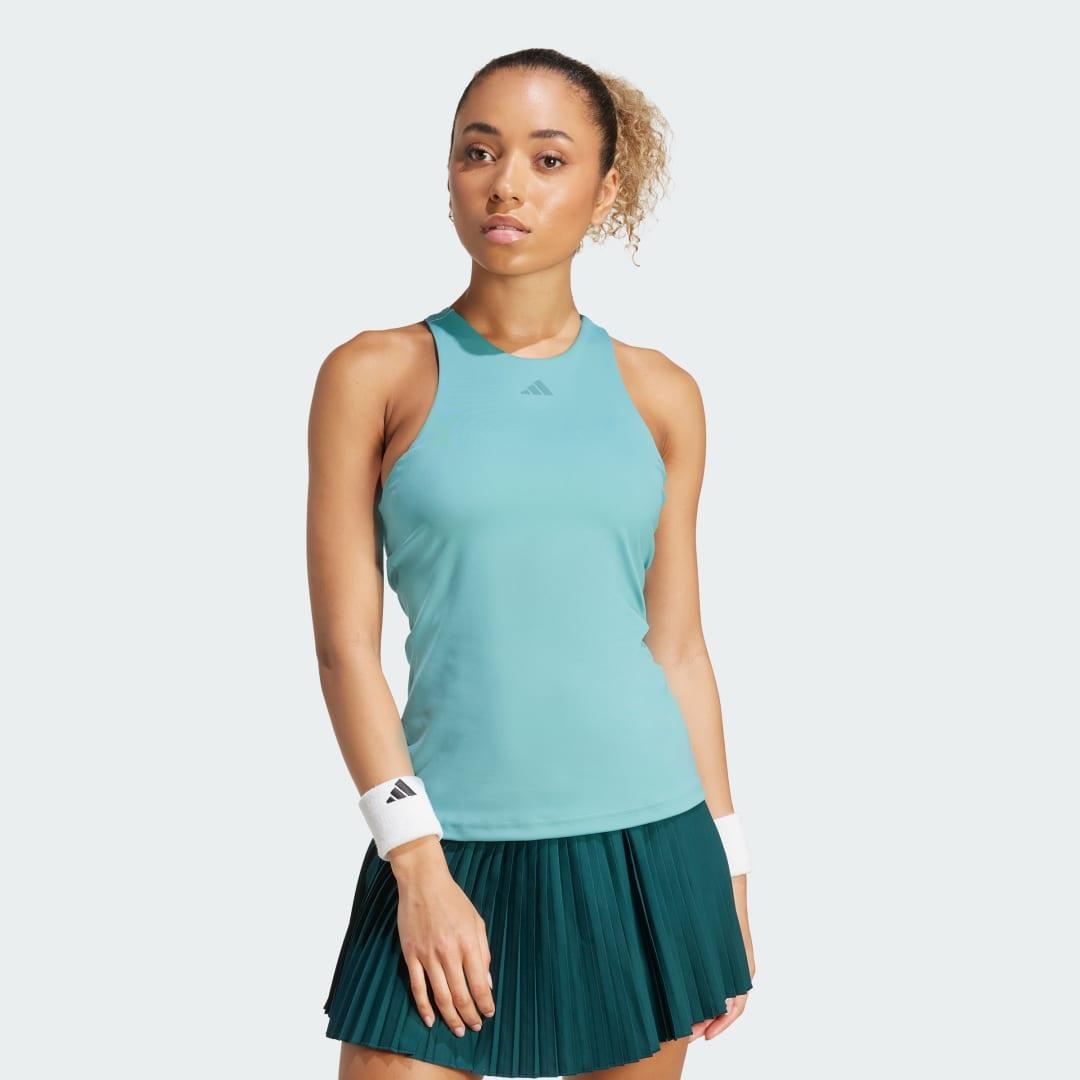 adidas Tennis Climacool Y-Tank Top Powder Teal XS Womens Product Image