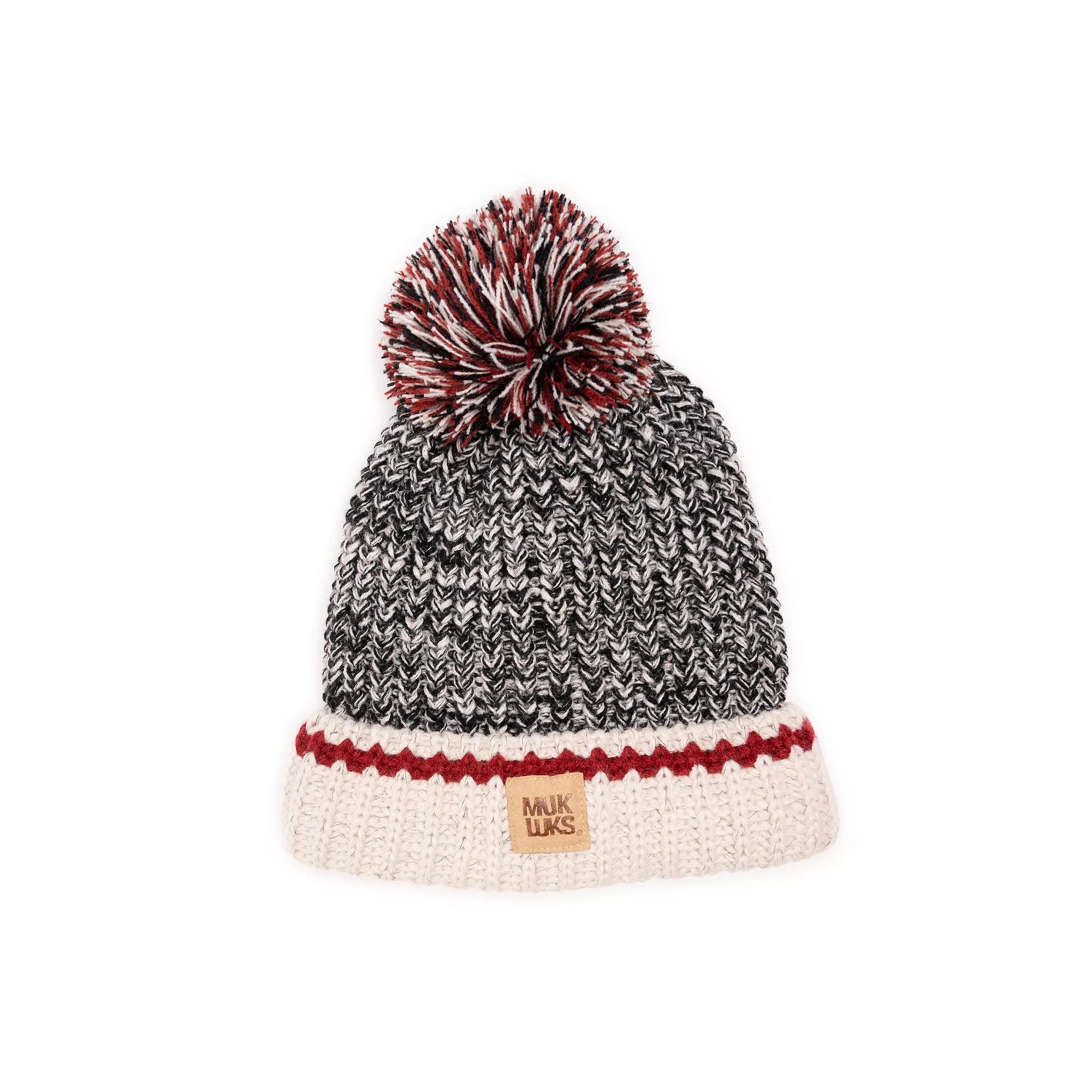 Womens MUK LUKS Marled Chunky Stitch Hat, Ebony White Marl Product Image