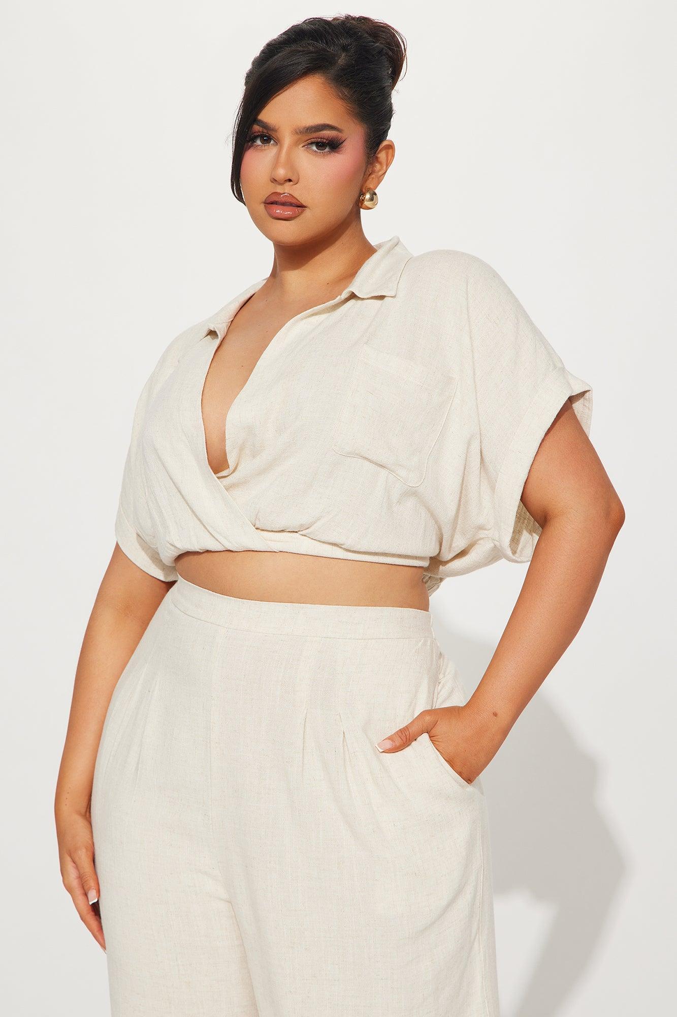 Andrea Linen Pant Set - Oatmeal Product Image