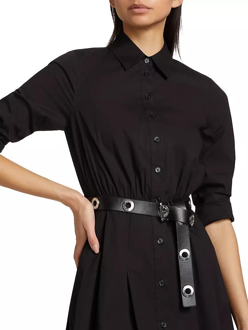 Stretch-Cotton Poplin Belted Mini-Shirtdress Product Image