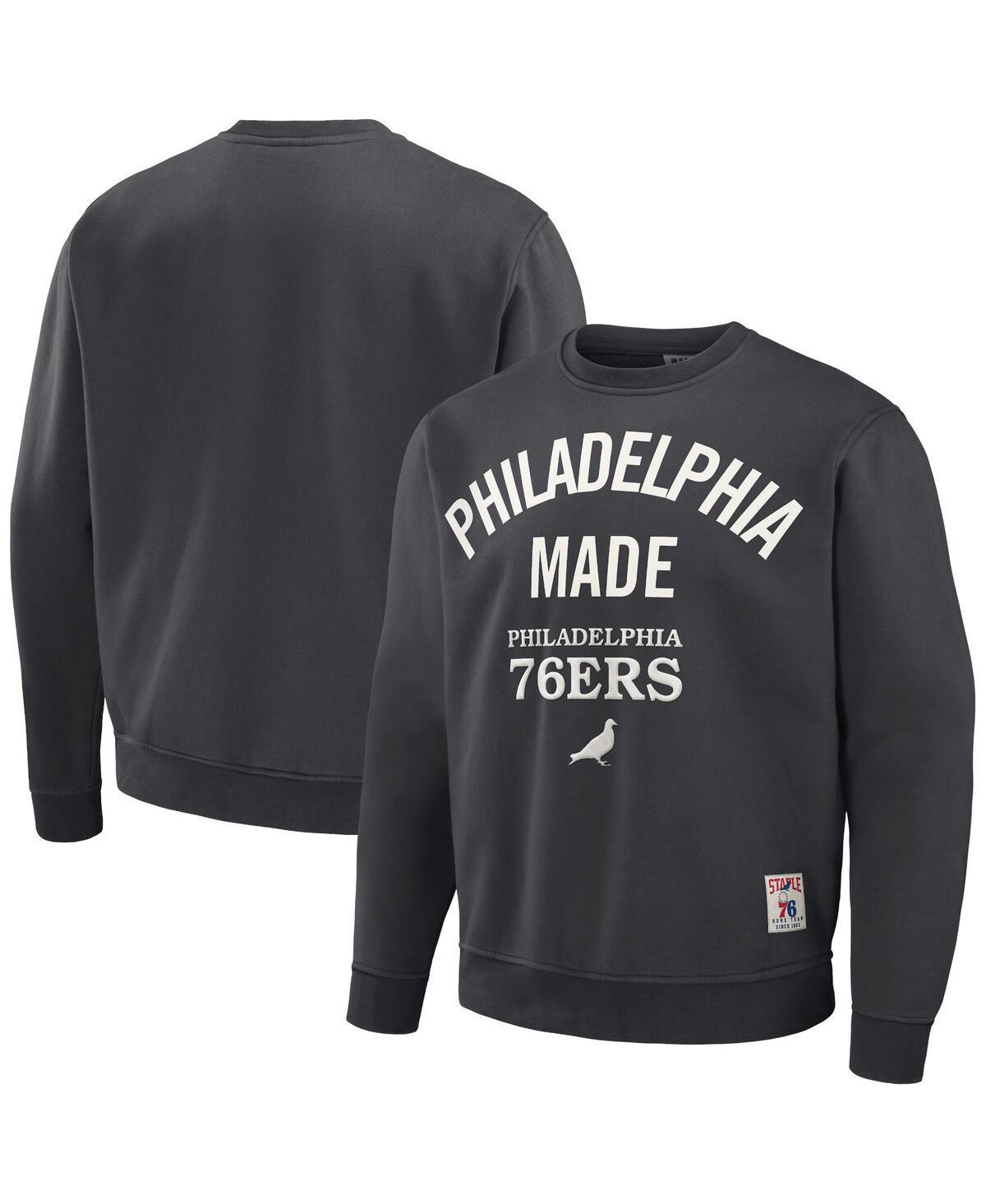 Men's NBA x Staple Anthracite Philadelphia 76ers Plush Pullover Sweatshirt, Size: Small, 76r Grey Product Image