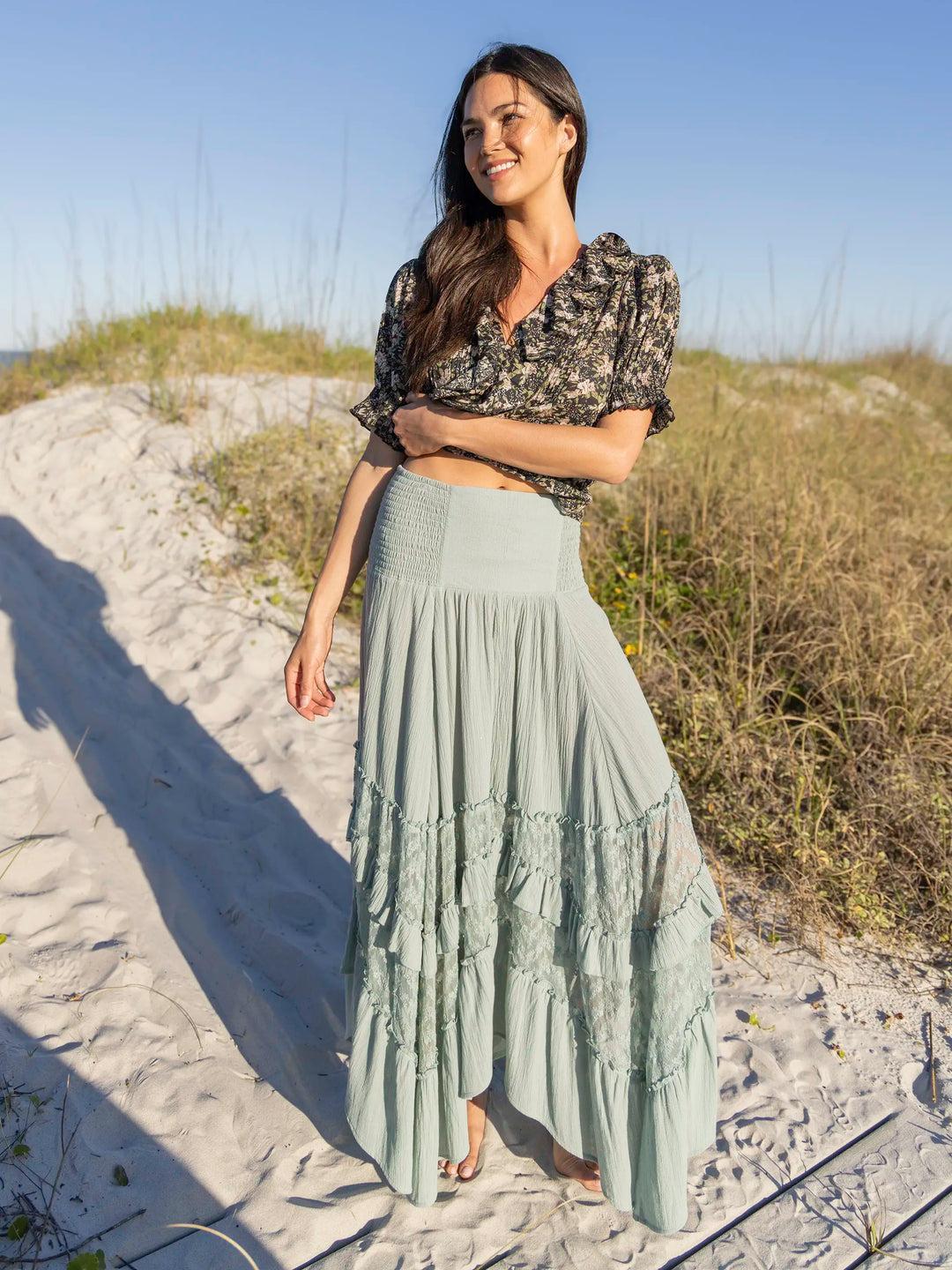 Feelin' Alive Lace Midi Skirt Product Image