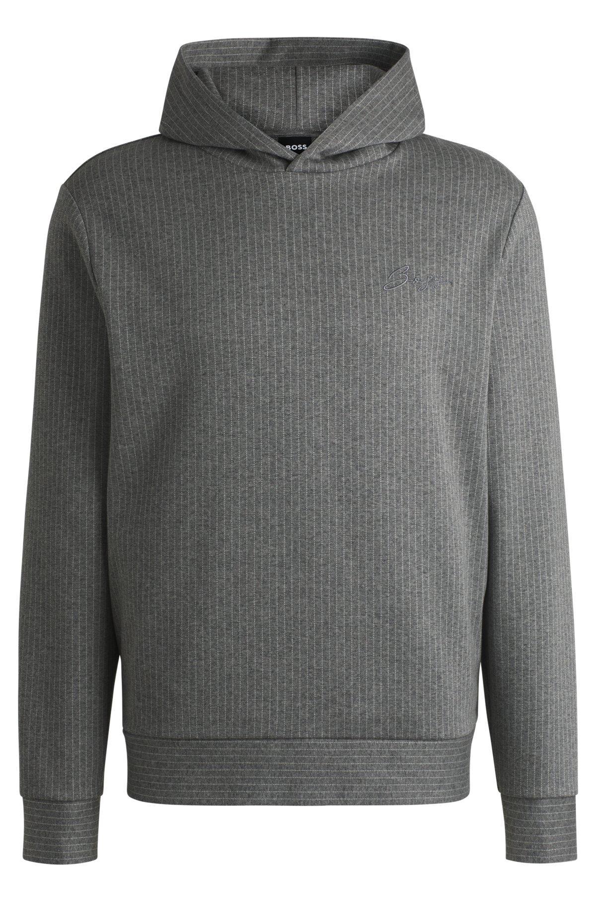 Regular-fit hoodie in a pinstripe cotton Product Image