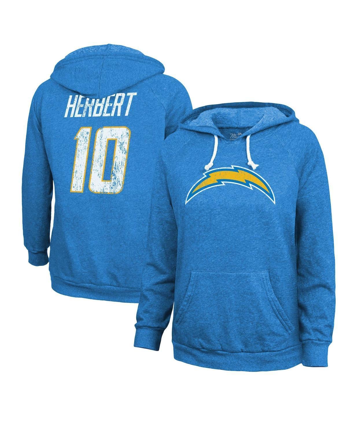 Women's Majestic Threads Justin Herbert Powder Blue Los Angeles Chargers Name & Number Pullover Hoodie, Size: XL, Light Product Image