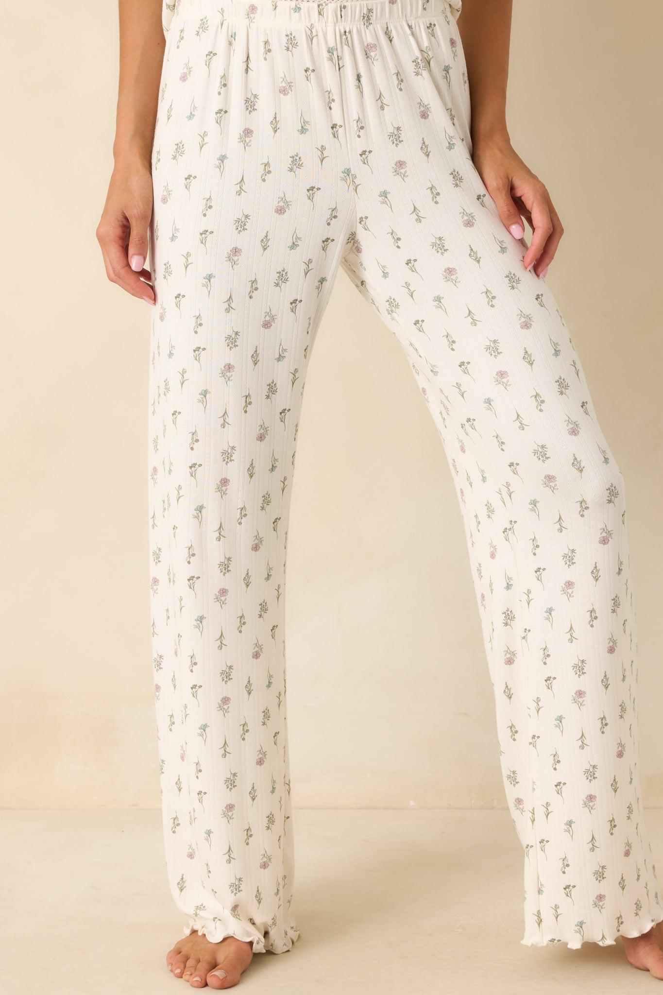 Z Supply White Pointelle Knit Sabrina Floral Pants Product Image
