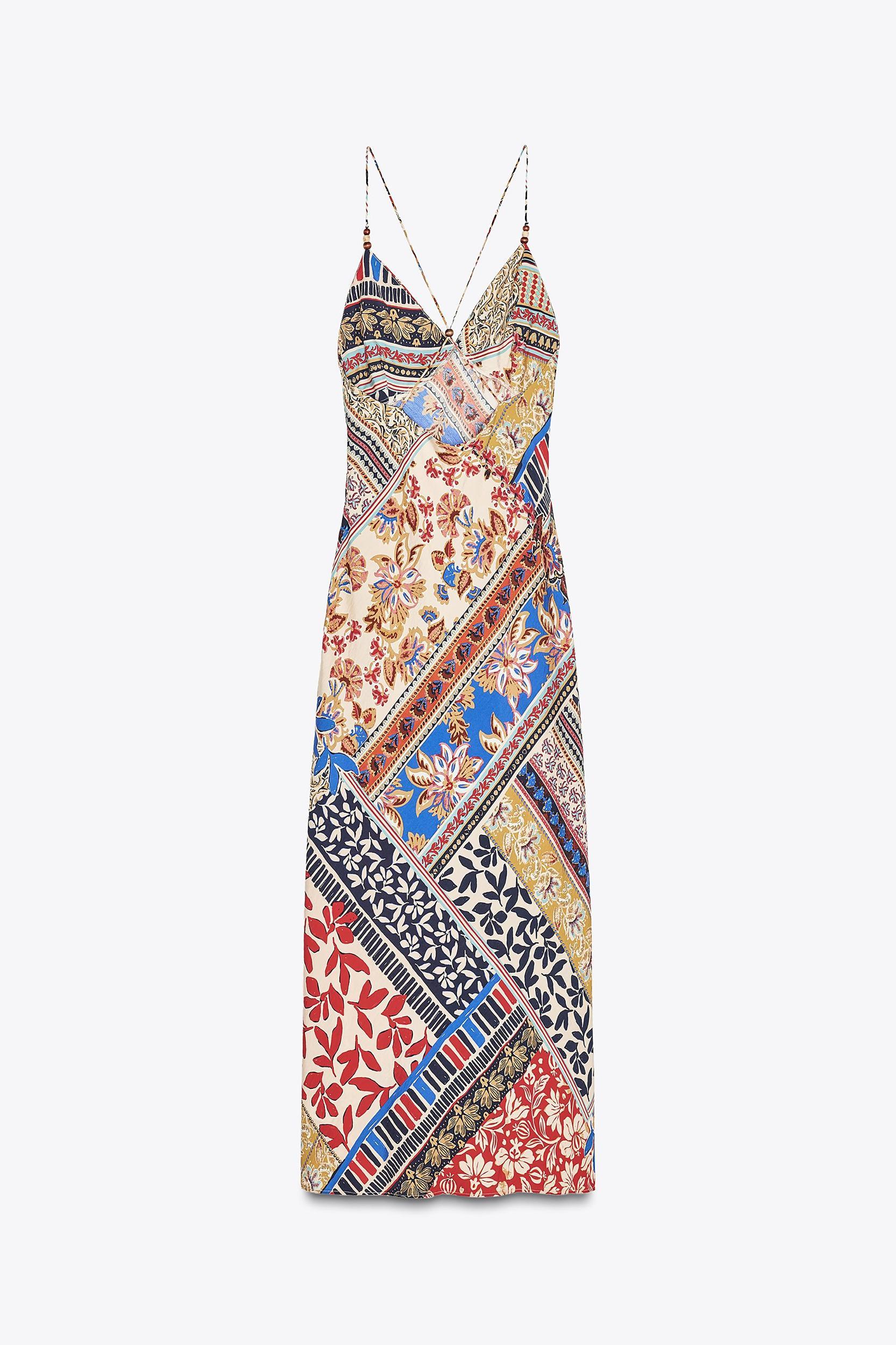 PATCHWORK PRINT MIDI DRESS Product Image