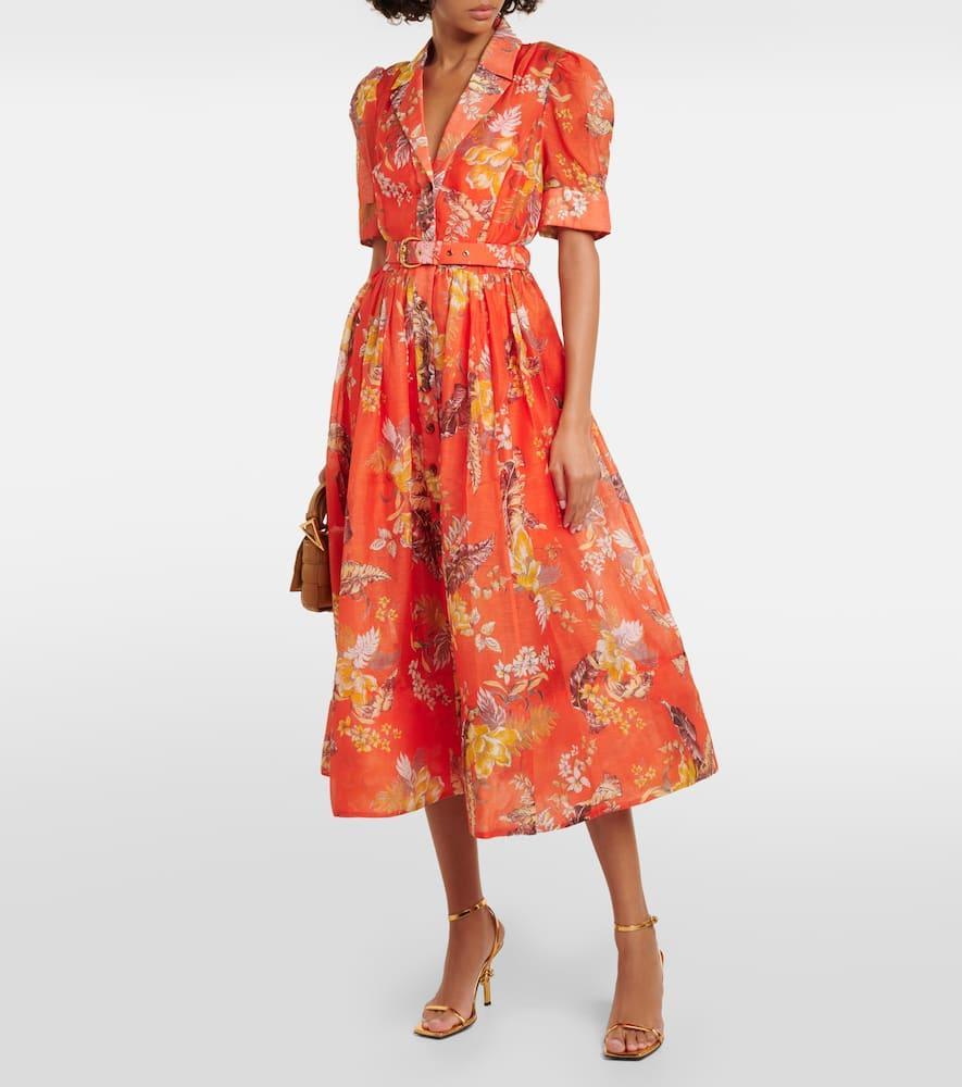 Matchmaker Linen And Silk Shirt Dress In Multicoloured Product Image