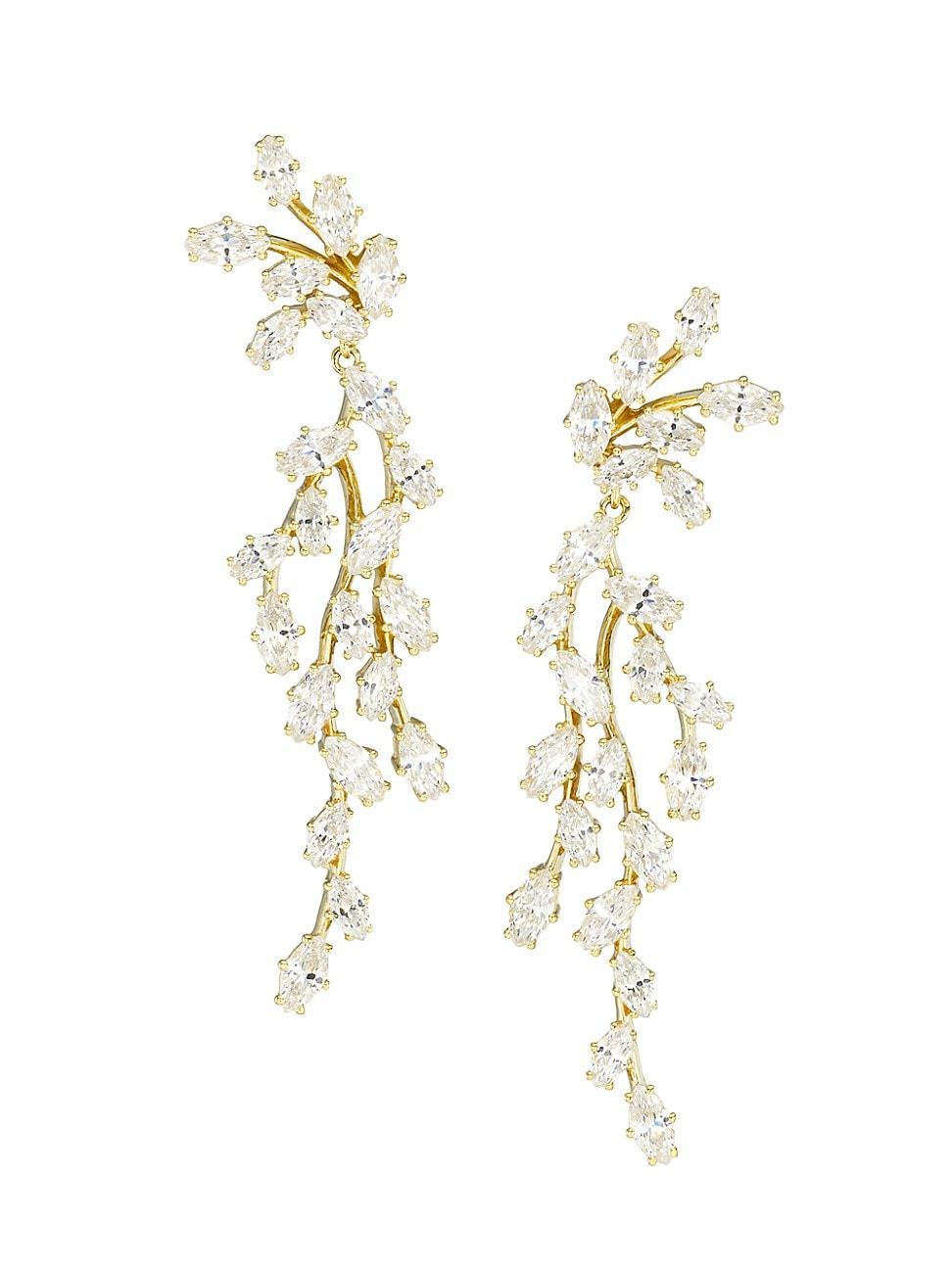 Womens Vow 18K-Gold-Plated & Cubic Zirconia Drop Earrings Product Image