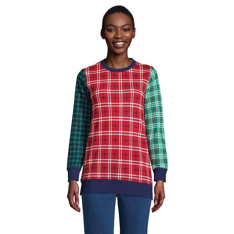 Petite Lands End Serious Sweats Crewneck Sweatshirt Tunic, Womens Rich Red Product Image