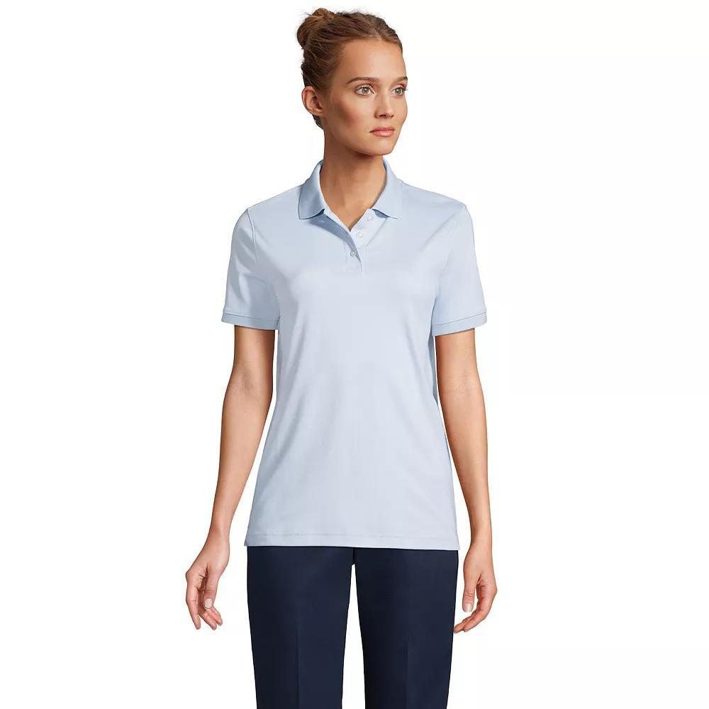 Women's Tall Lands' End School Uniform Short Sleeve Interlock Polo, Size: Small Tall, Blue Product Image