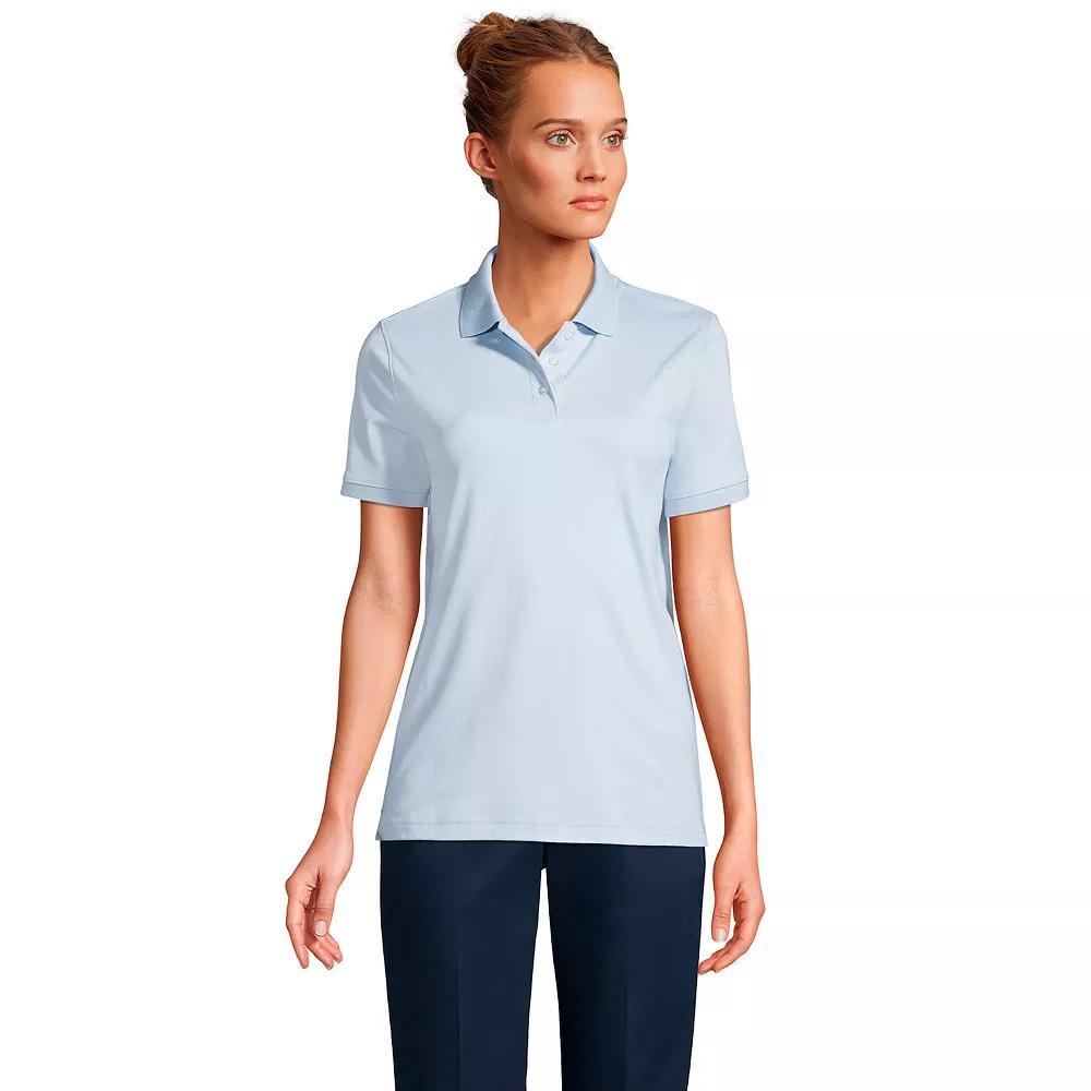 Women's Tall Lands' End School Uniform Short Sleeve Interlock Polo, Size: Small Tall, Blue Product Image