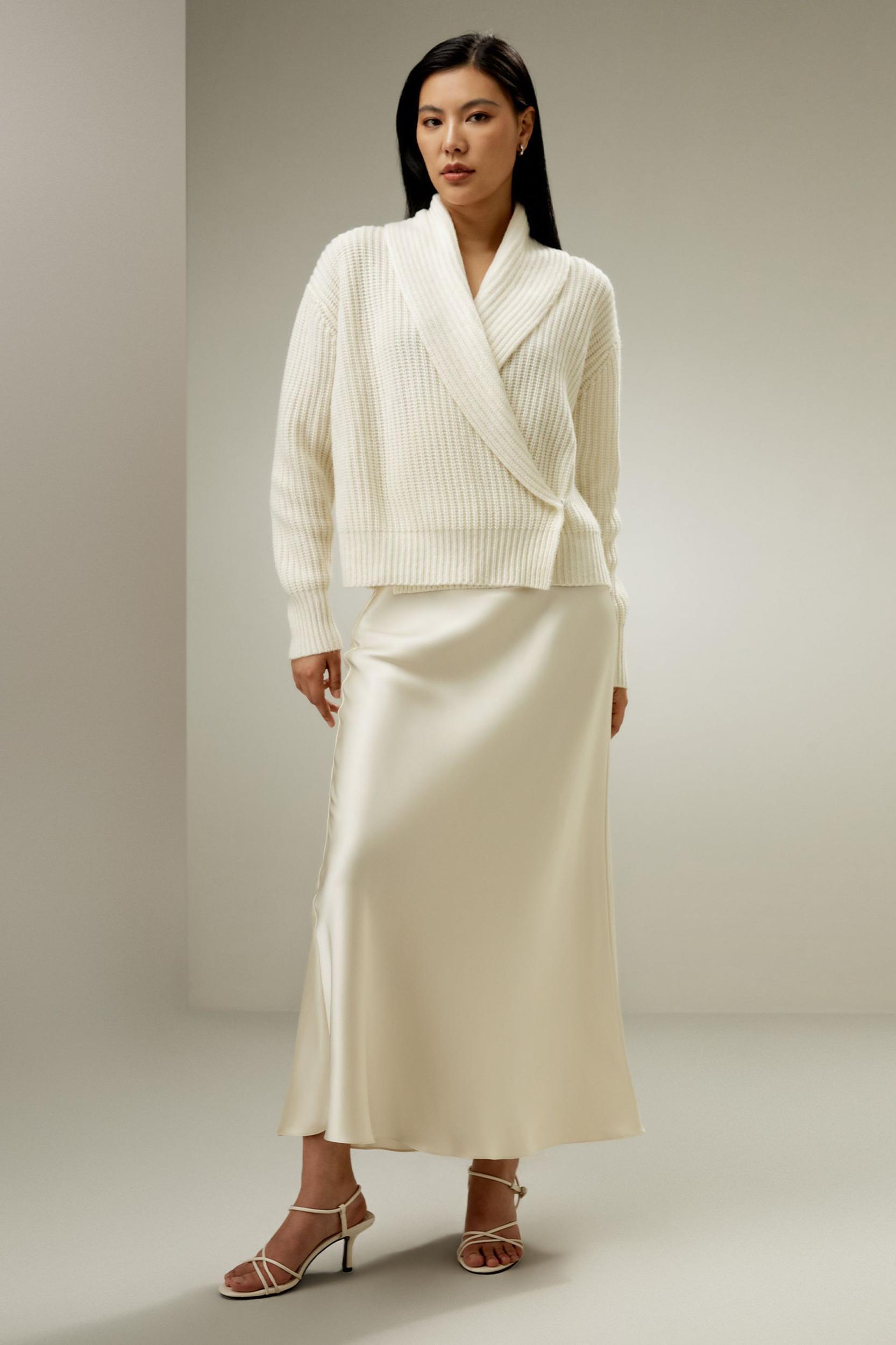 Shawl Collar Drop Shoulder Knit Cardigan Product Image
