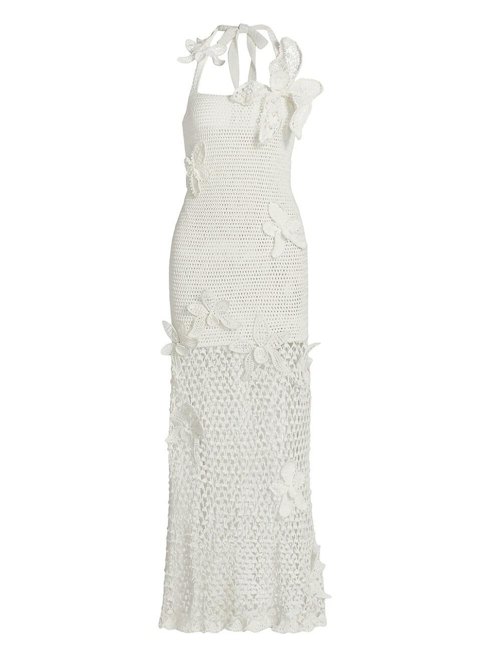 Womens Crochet Orchid Halter Maxi Dress Product Image