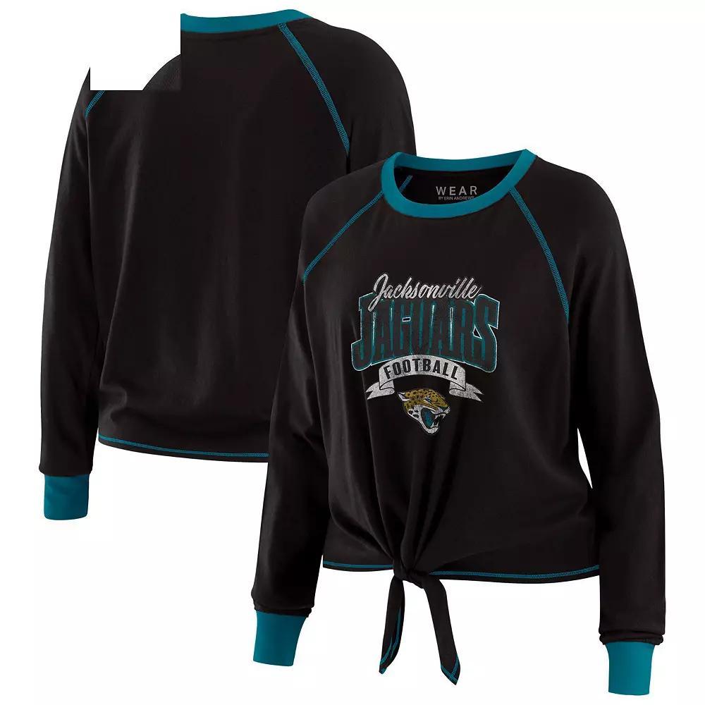 Women's WEAR by Erin Andrews Navy/Red Houston Texans Tie-Front Long Sleeve Top, Size: 2XL, Blue Product Image