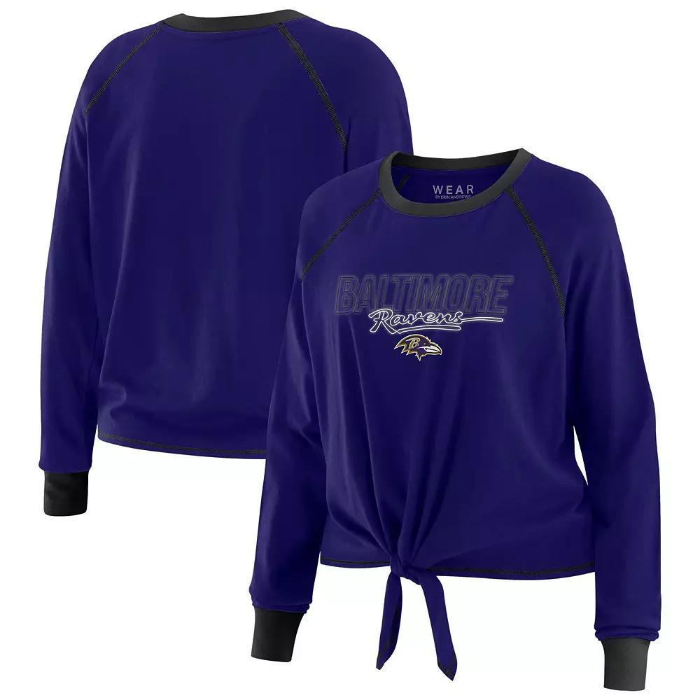 Women's WEAR by Erin Andrews Royal Denver Broncos Tie-Front Long Sleeve T-Shirt, Size: Small, Blue Product Image