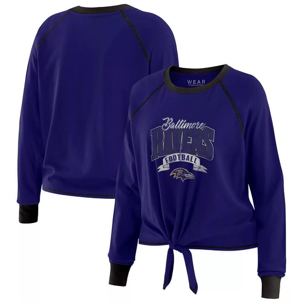 Women's WEAR by Erin Andrews Royal Denver Broncos Tie-Front Long Sleeve T-Shirt, Size: Small, Blue Product Image