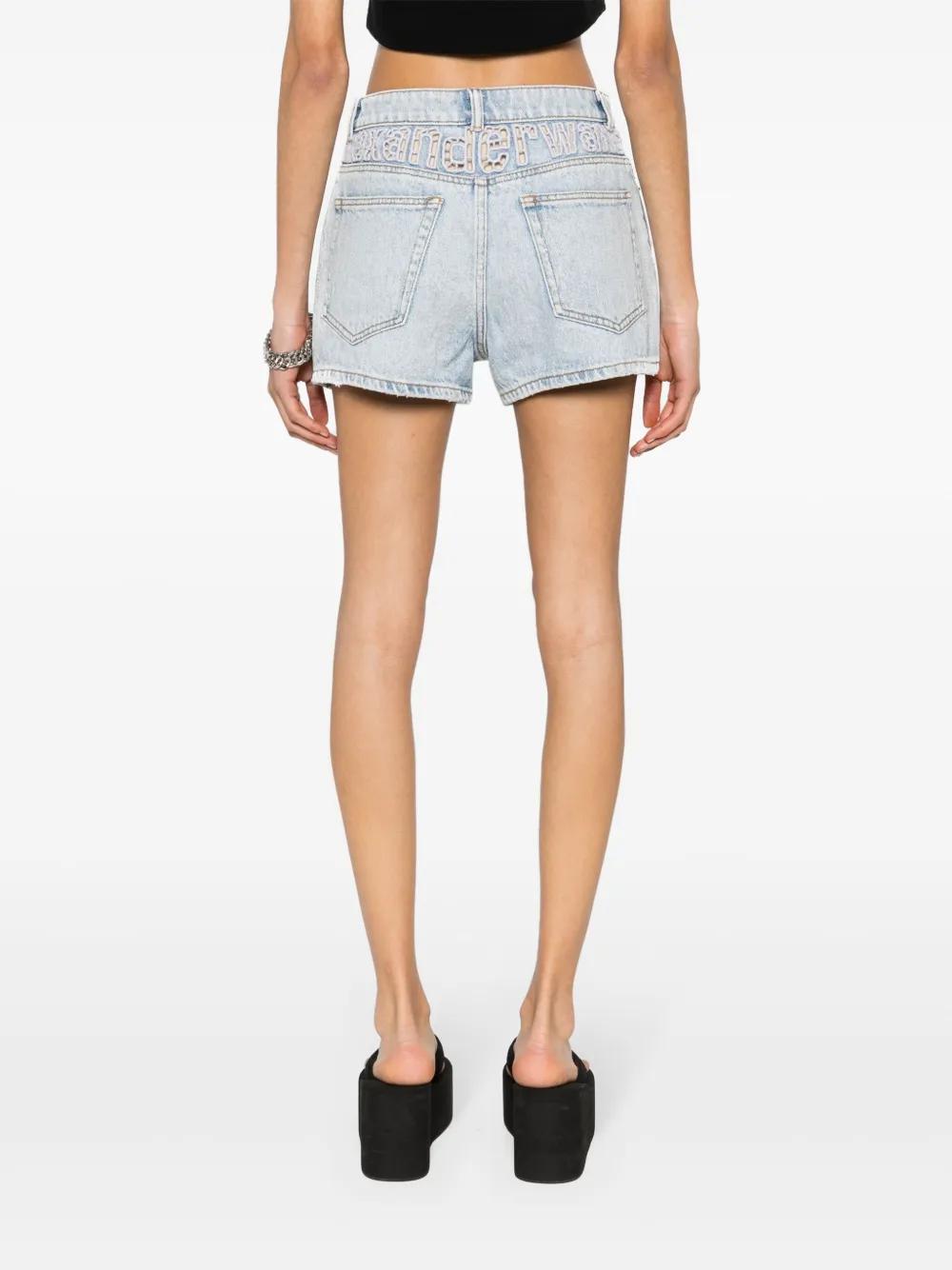 logo-embroidered denim shorts Product Image