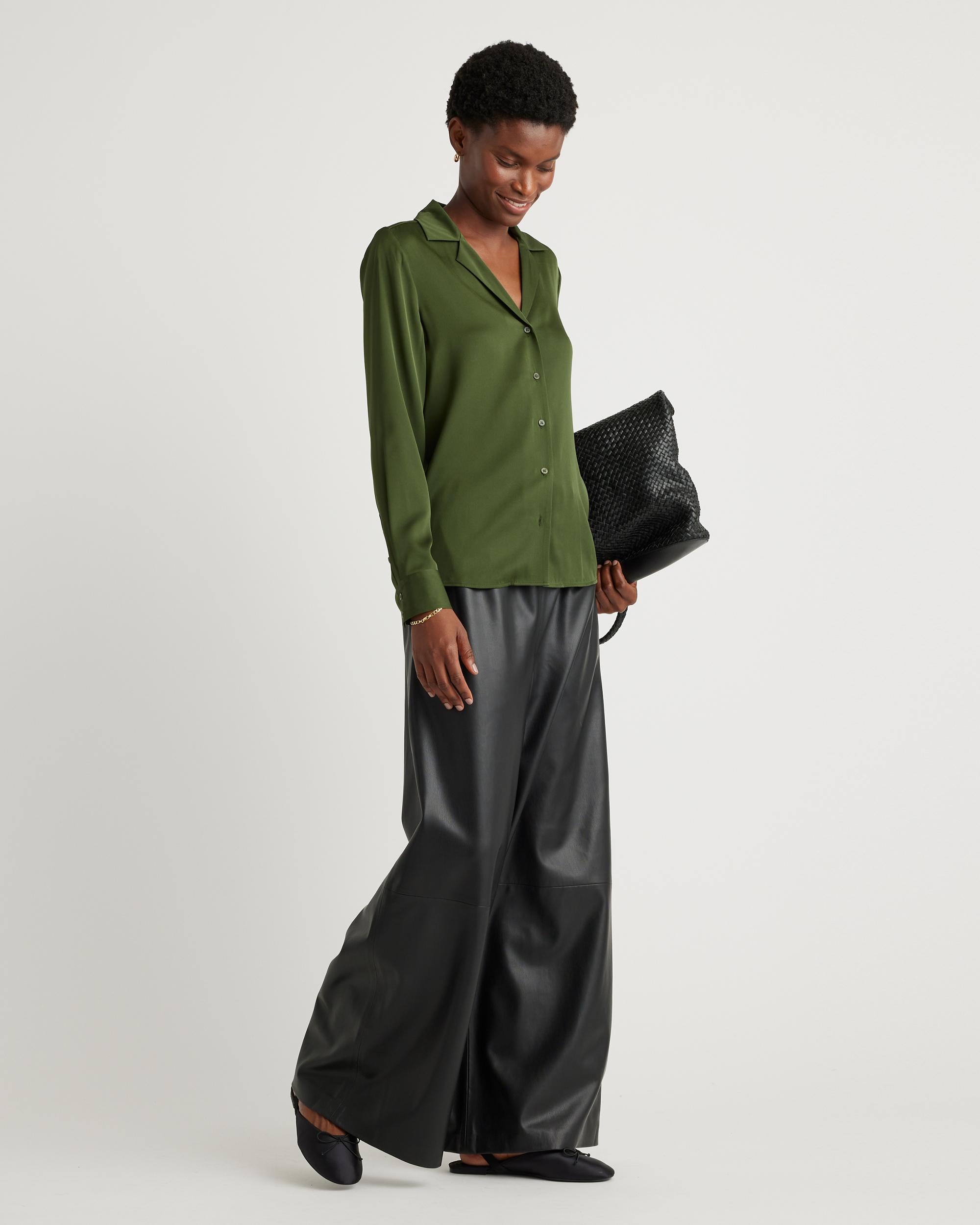 Quince | Women's Washable Stretch Silk Notch Collar Blouse Product Image
