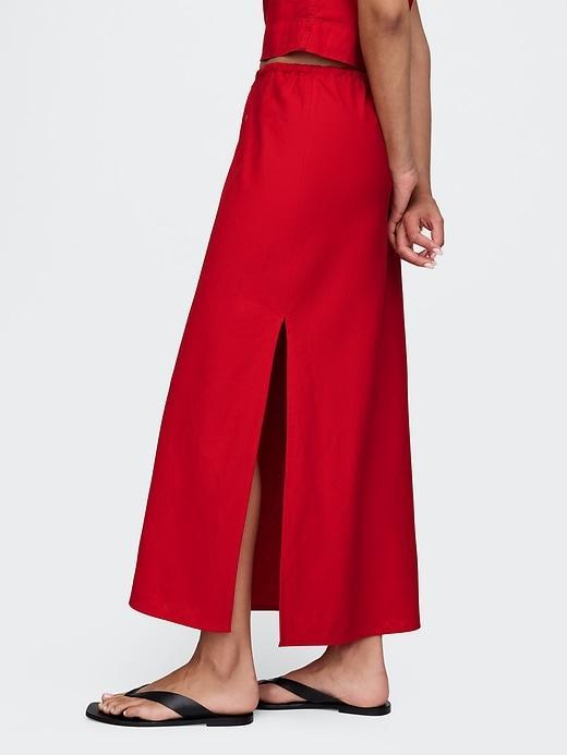 Linen-Blend Midi Skirt Product Image