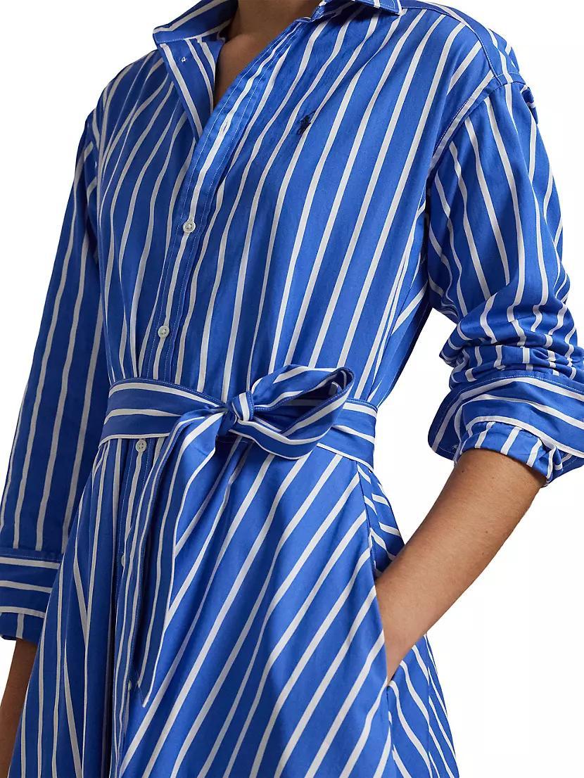 Striped Cotton Belted Midi-Shirtdress Product Image