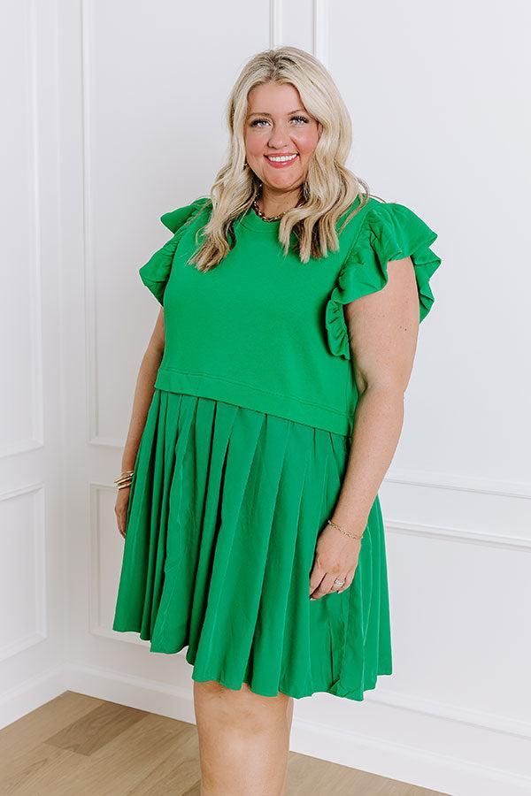 Country Club Meet Up Mini Dress in Green Curves Product Image