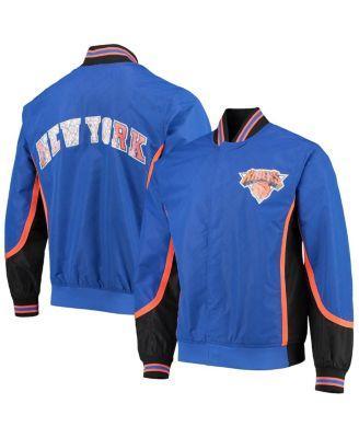 Men's New York Knicks Blue Mitchell & Ness Hardwood Classics 75th Anniversary Authentic Warmup Full-Snap Jacket, Size: Medium Product Image