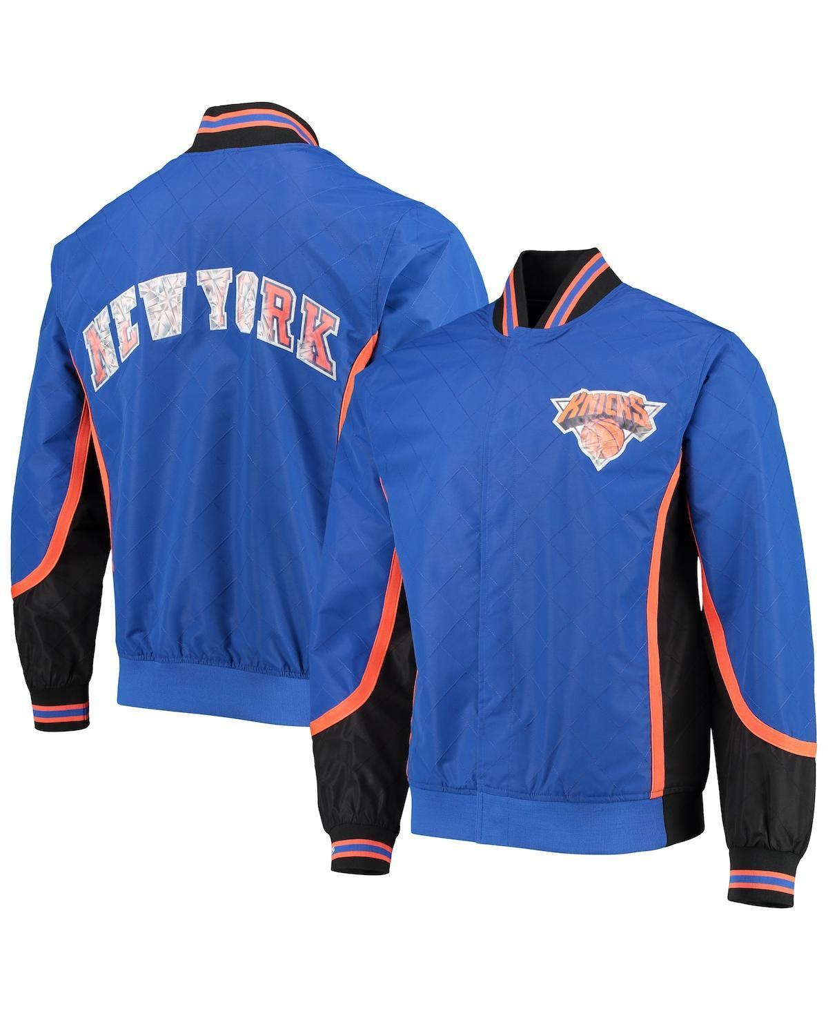 Men's New York Knicks Blue Mitchell & Ness Hardwood Classics 75th Anniversary Authentic Warmup Full-Snap Jacket, Size: Medium Product Image