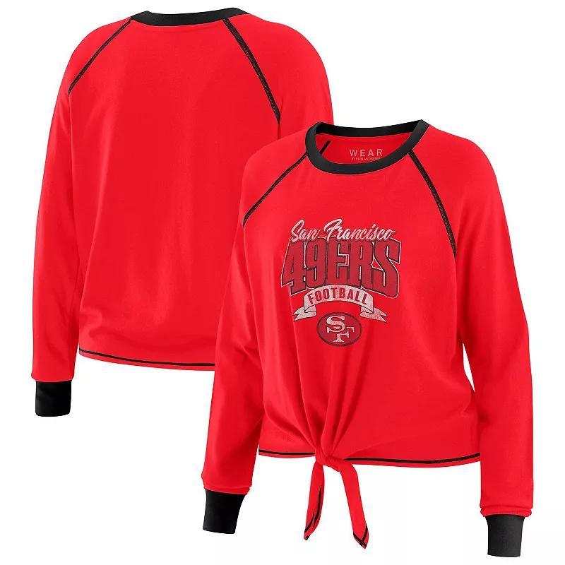 Women's WEAR by Erin Andrews Red/Black Atlanta Falcons Tie-Front Long Sleeve Top, Size: 2XL Product Image