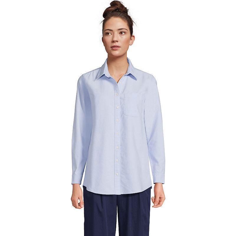 Womens Lands End Long Sleeve Classic Oxford Dress Shirt Product Image