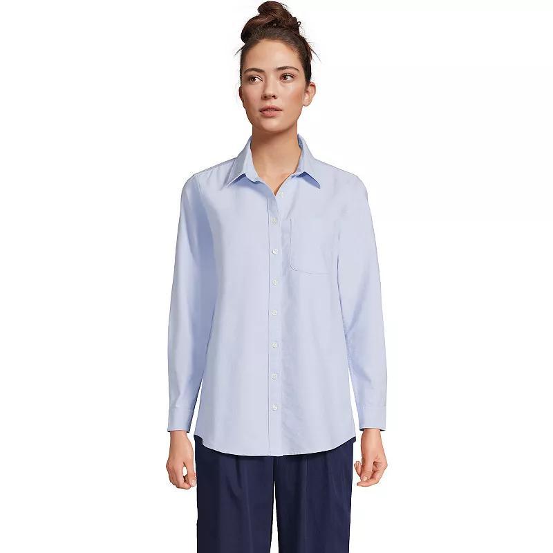 Womens Lands End Long Sleeve Classic Oxford Dress Shirt Product Image