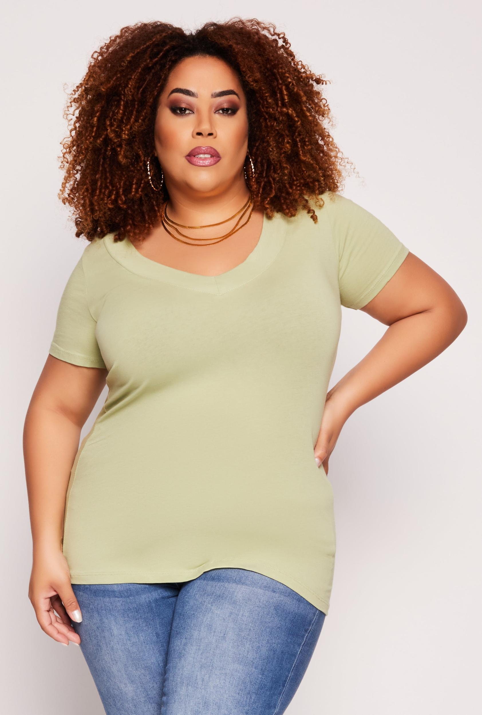 Womens Plus Size Basic V Neck Tee Product Image