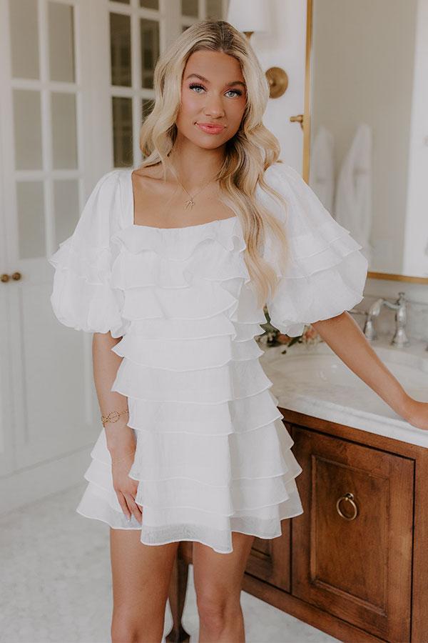 Love Song Tiered Mini Dress in White Product Image