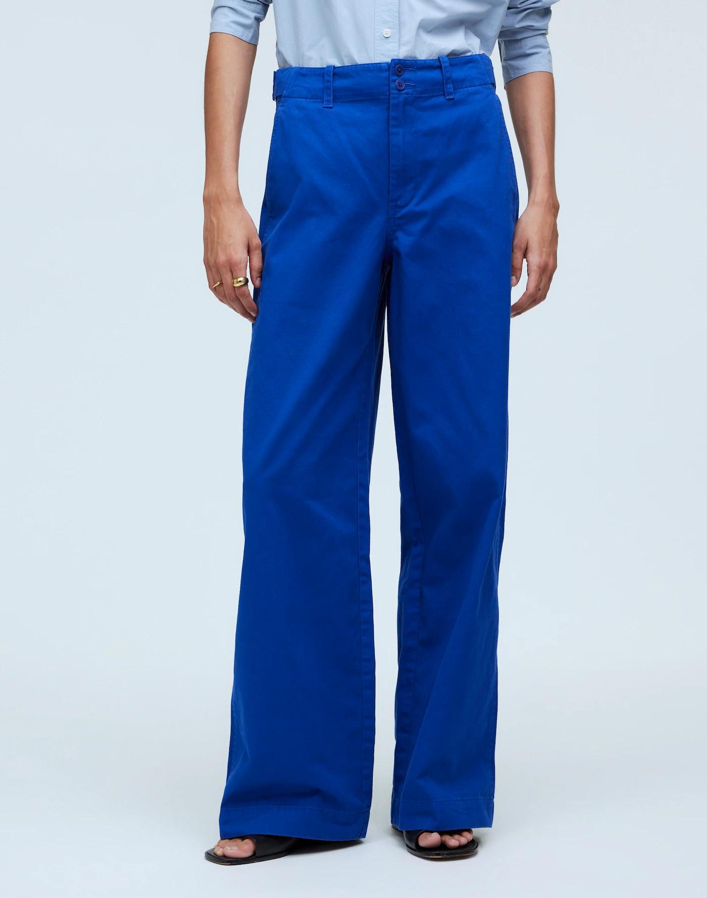 Button-Tab Wide-Legs Pants Product Image