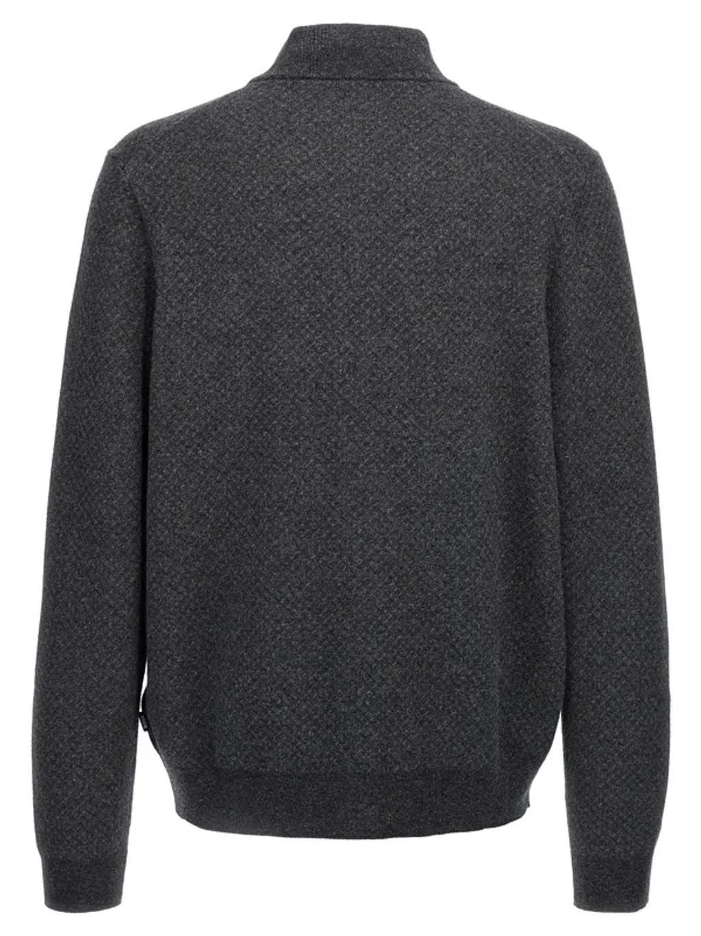 HUGO BOSS Cardigan Mit Reissverschluss In Black Product Image