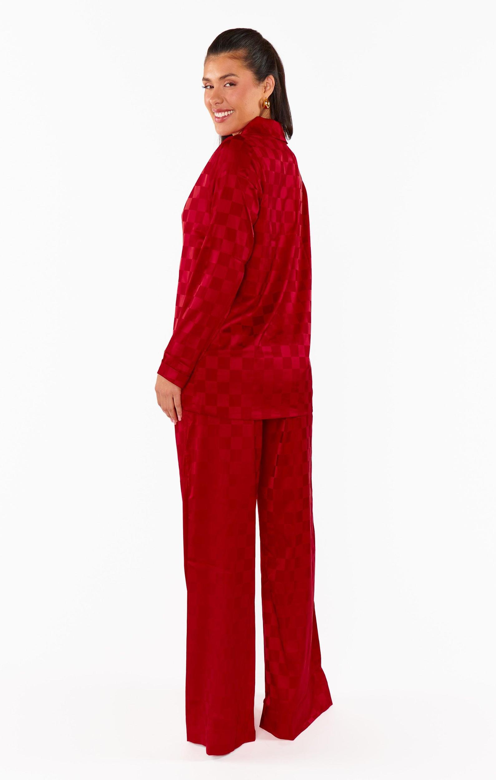 Tanner Trousers ~ Red Checkerboard Satin Product Image