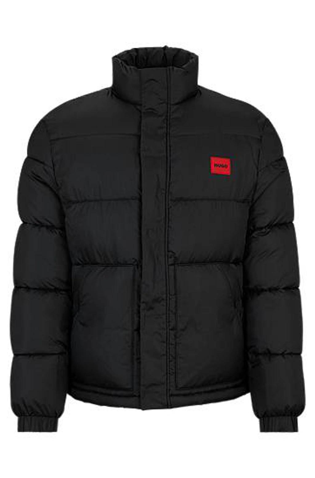 HUGO BOSS Water-repellent Puffer Jacket With Red Logo Badge In Black Product Image