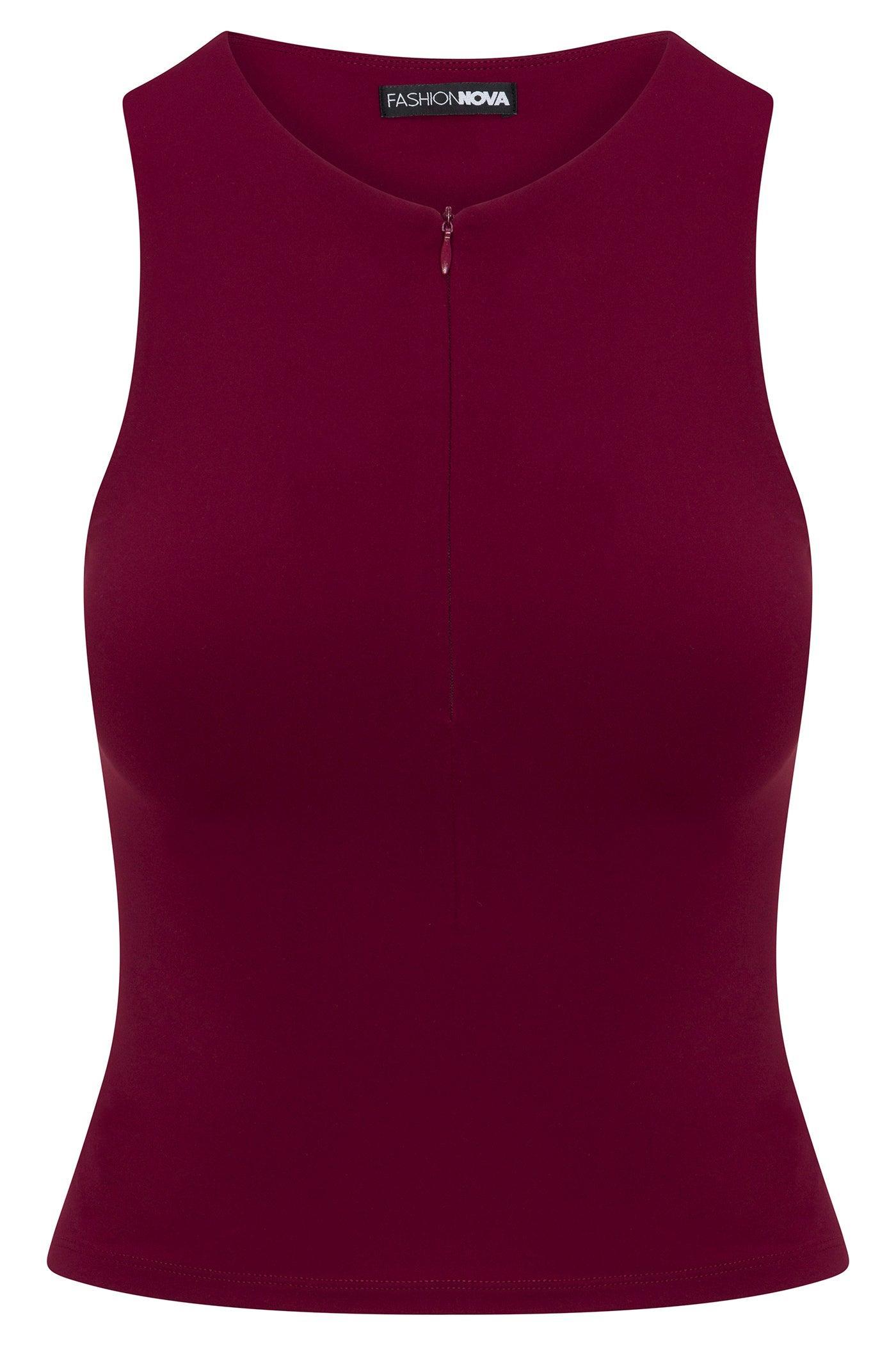Second Skin Double Lined Zip Front Tank - Wine Product Image