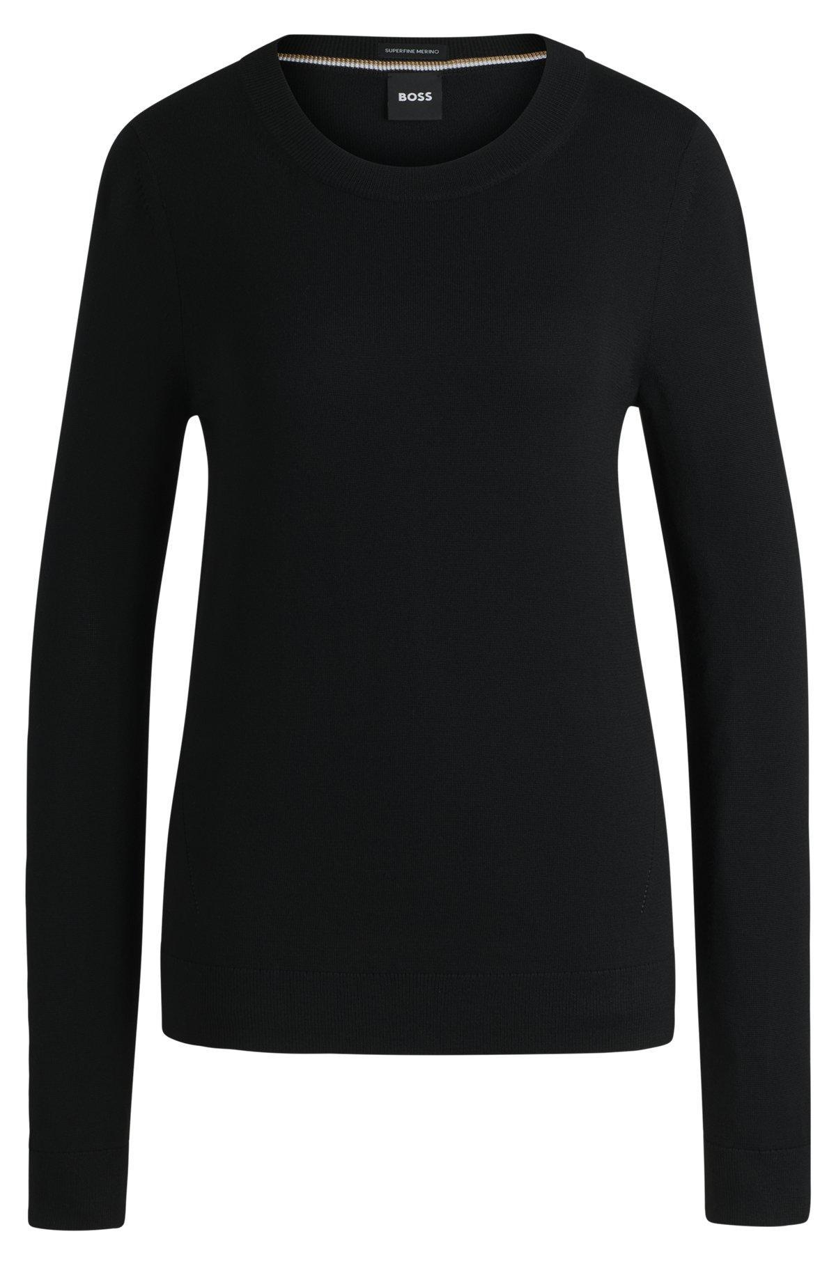 BOSS - Crew-neck sweater in merino wool - Black Product Image