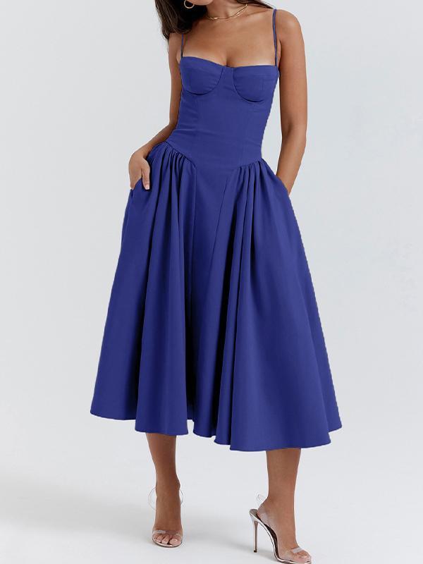 Vintage Solid Cami Midi Dress Product Image