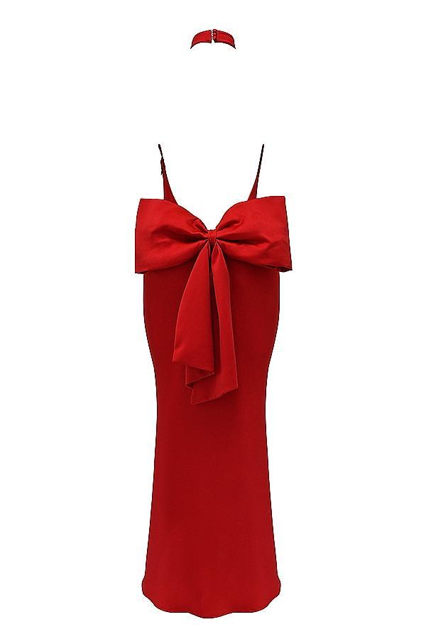 Ilaria  red bow halter dress Product Image