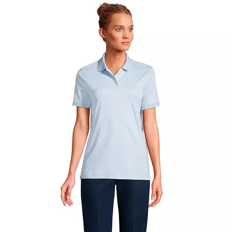 Women's Tall Lands' End School Uniform Short Sleeve Interlock Polo, Size: Small Tall, Blue Product Image